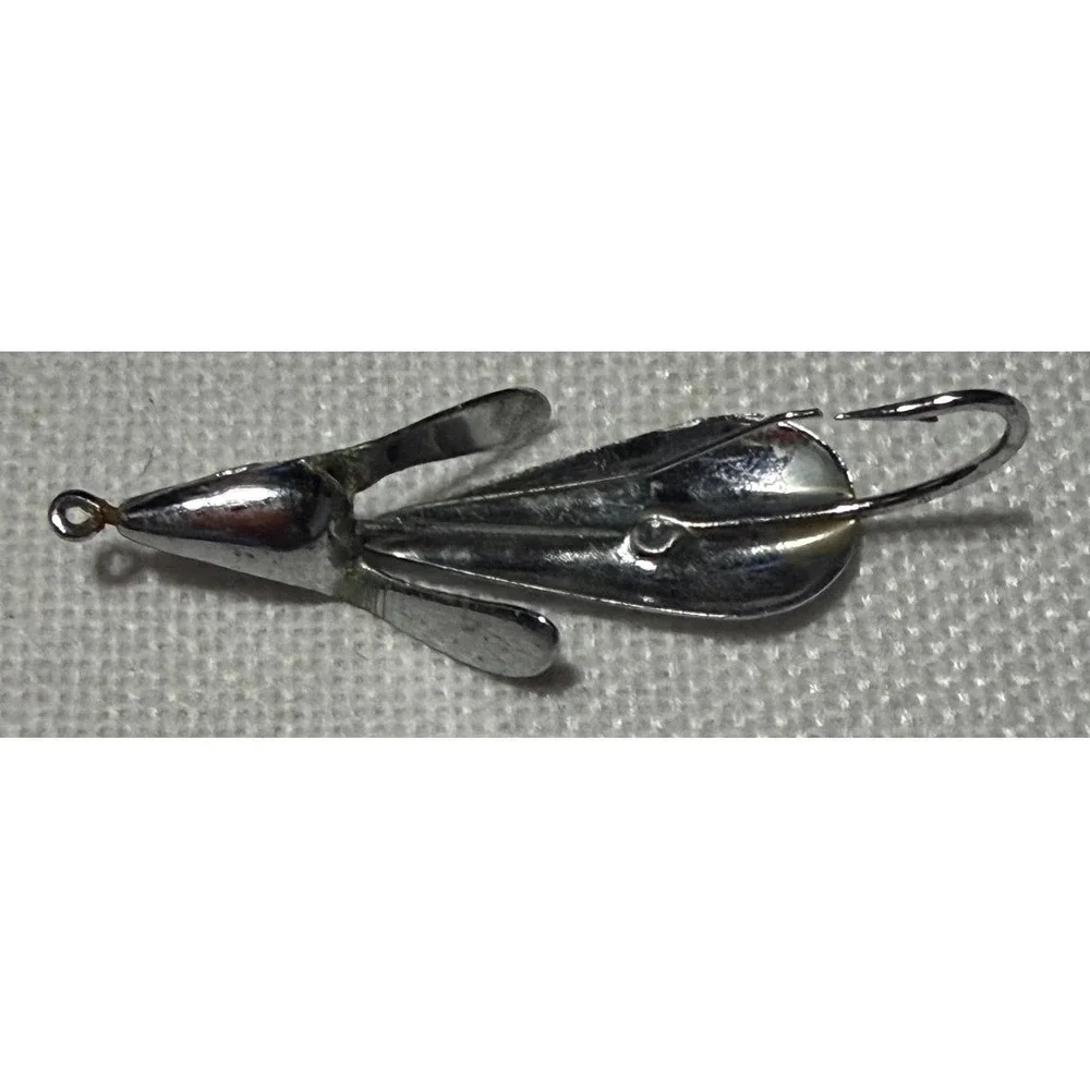 Vintage Silver Tone Metal Winged Propeller Fishing Lure Single Hook Tackle NB051